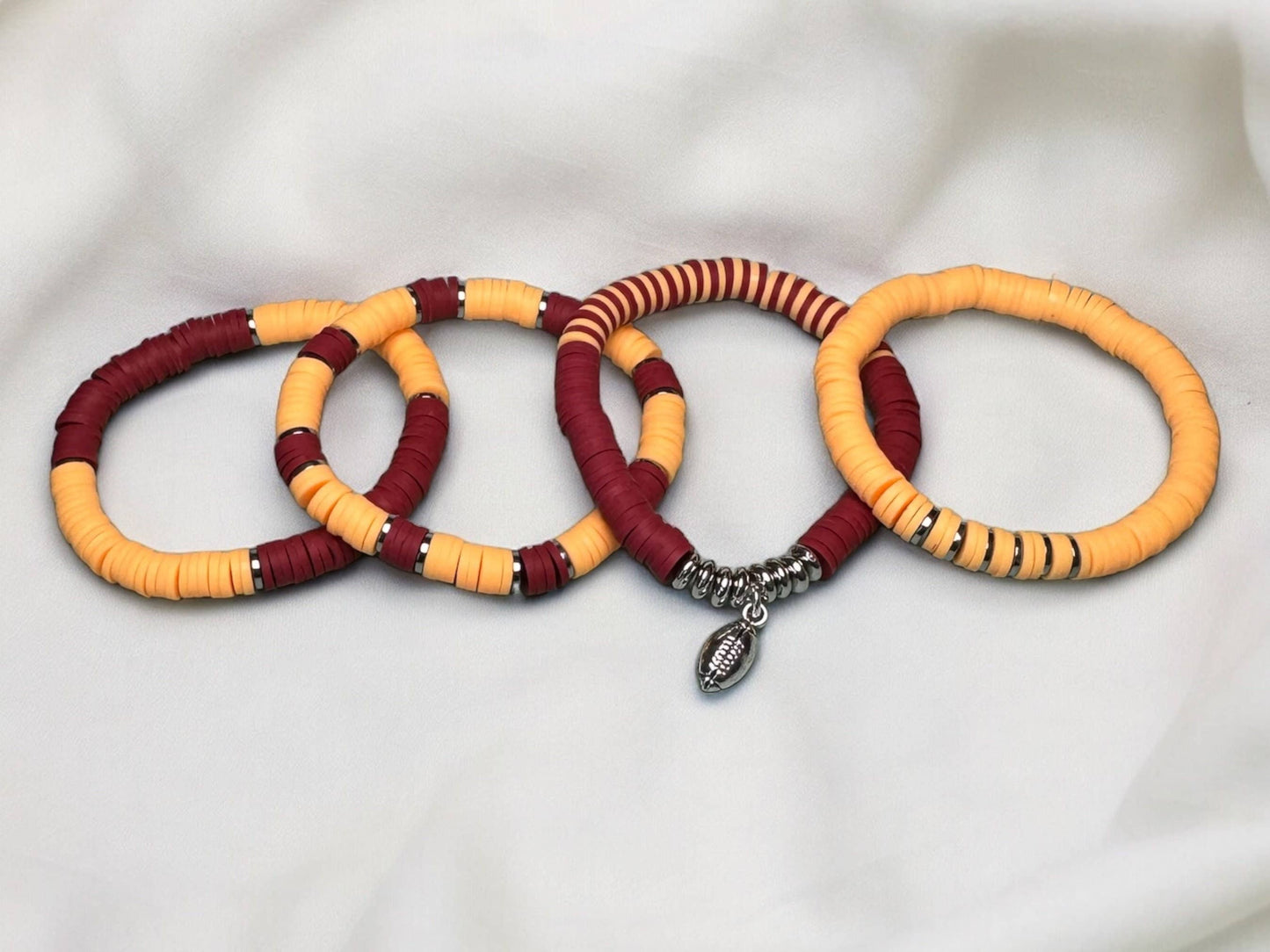 Maroon and Gold Game Day Bracelet Stack