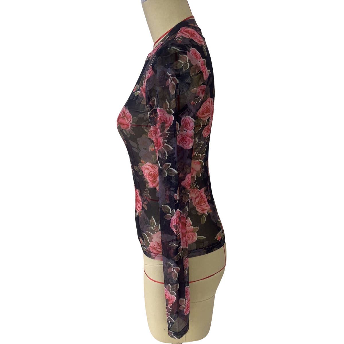 SHEER ROSE LACE TOP
