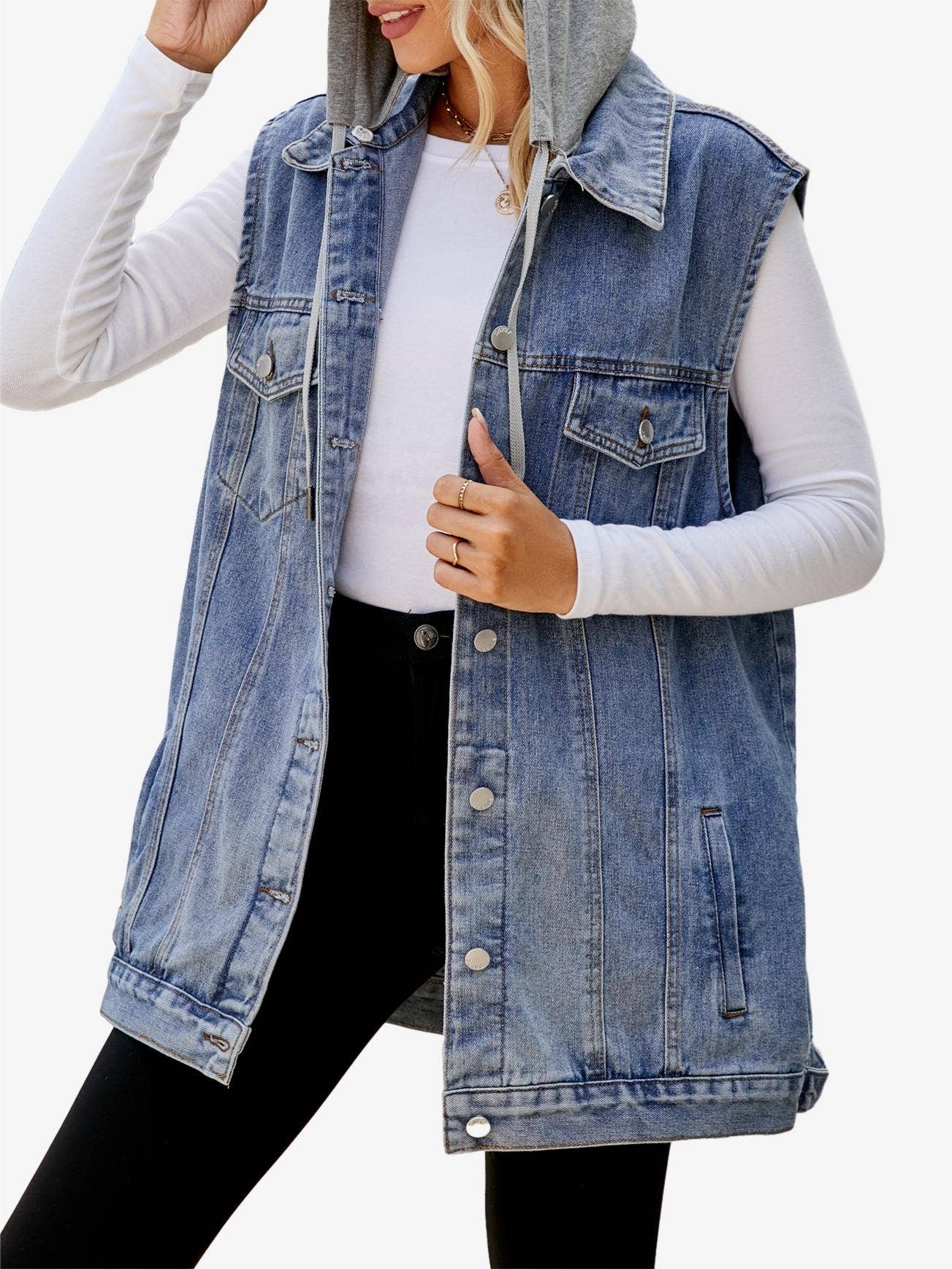 Hooded Denim Vest