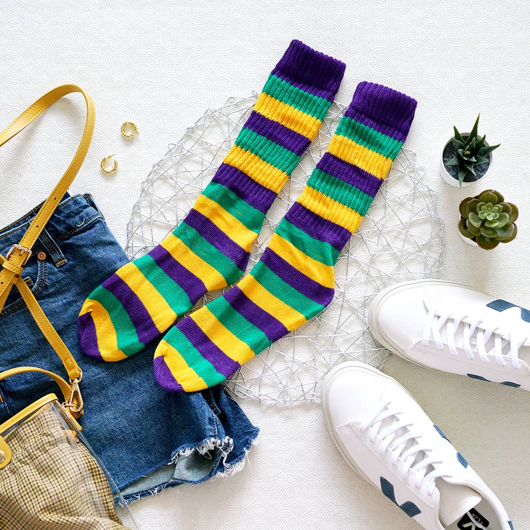 Mardi Gras Slouchy Socks