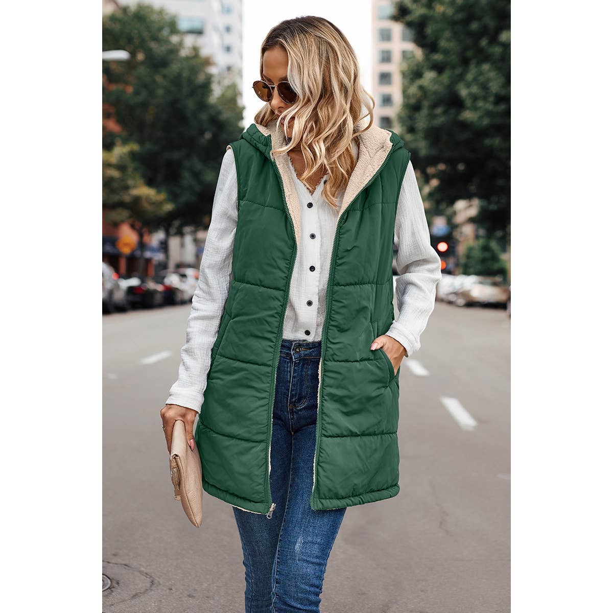Navy Faux Fur Vest