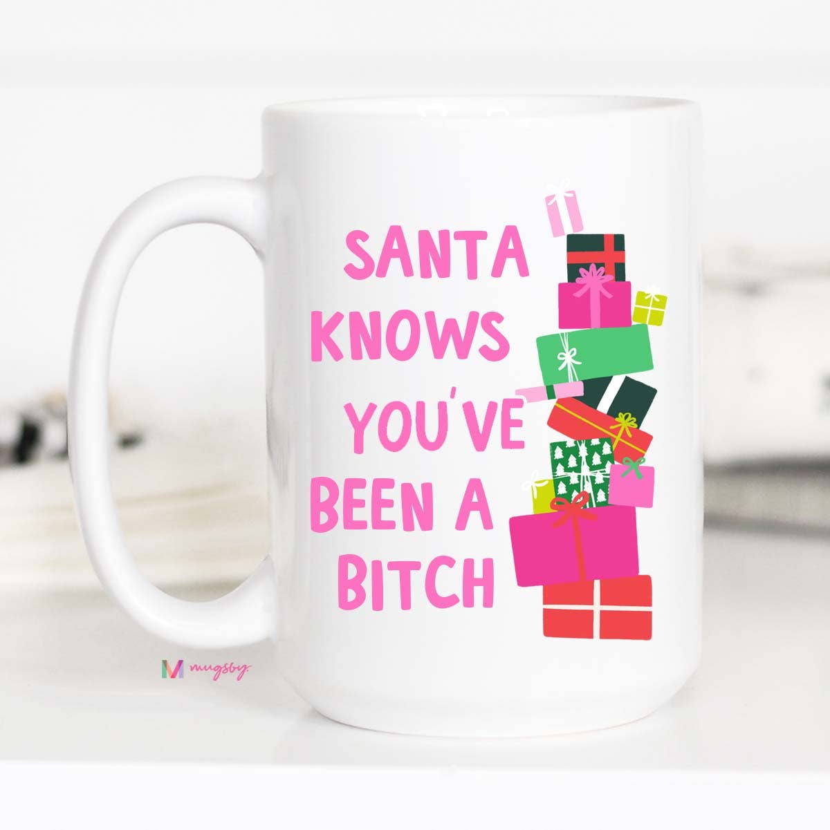 Santa Knows Funny Christmas Mug