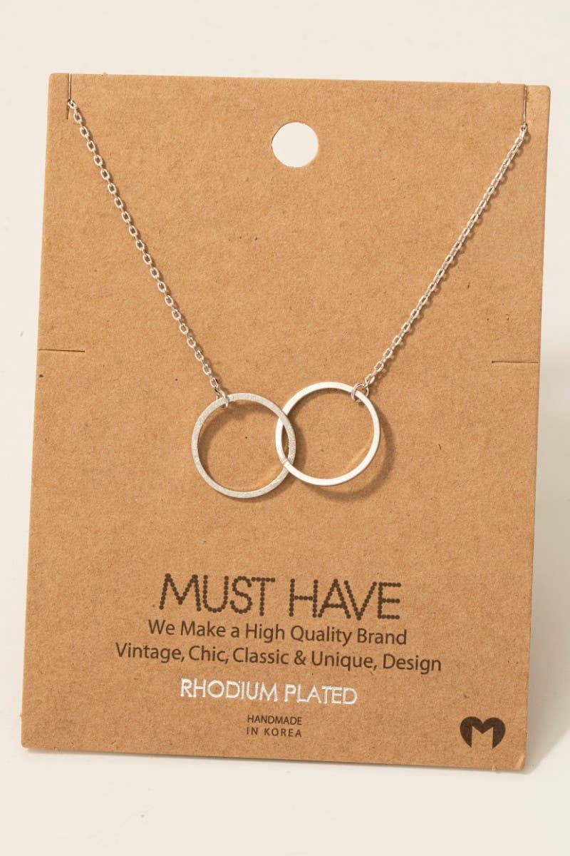 Metallic Dual Circle Pendant Necklace