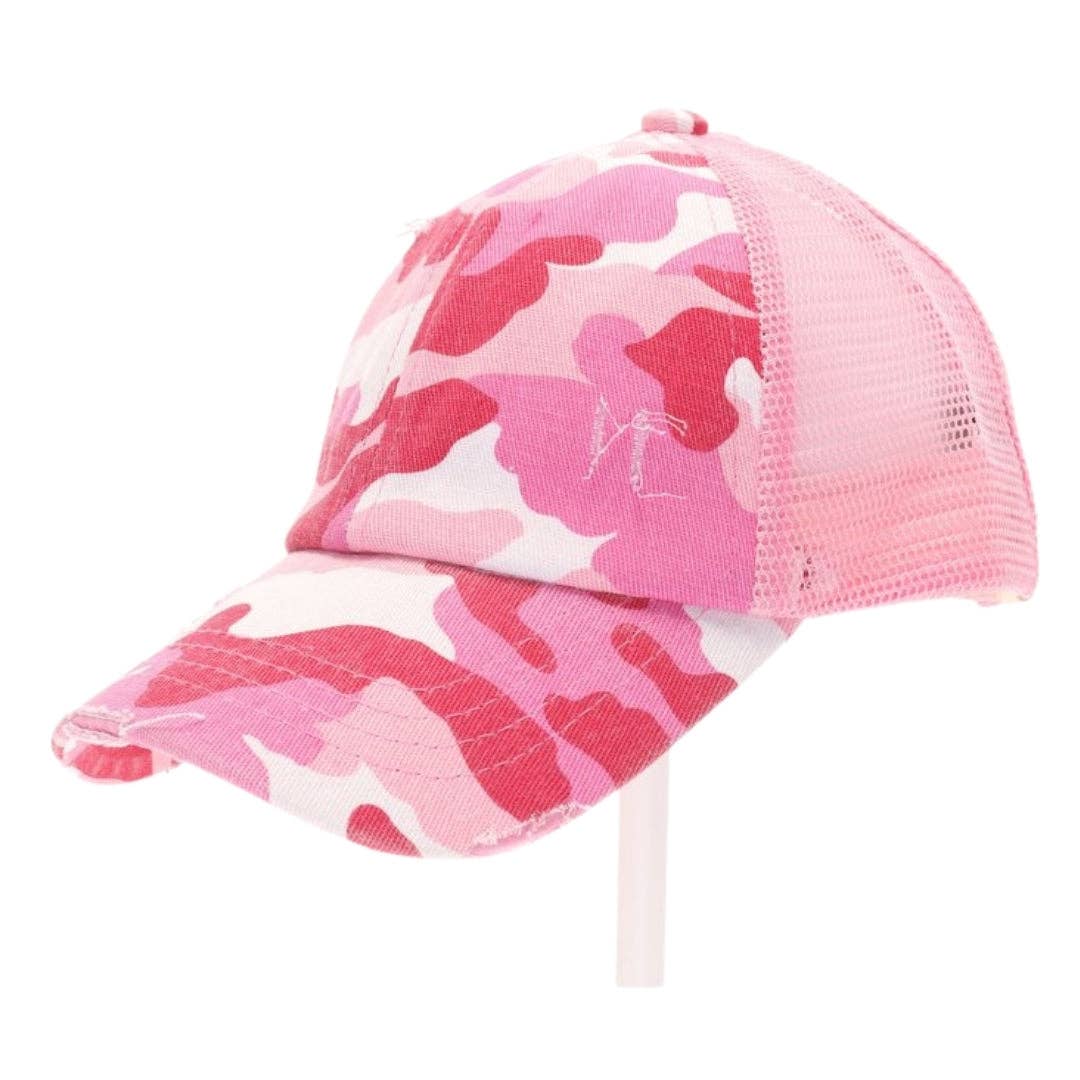KIDS Distressed High Ponytail CC Beanie