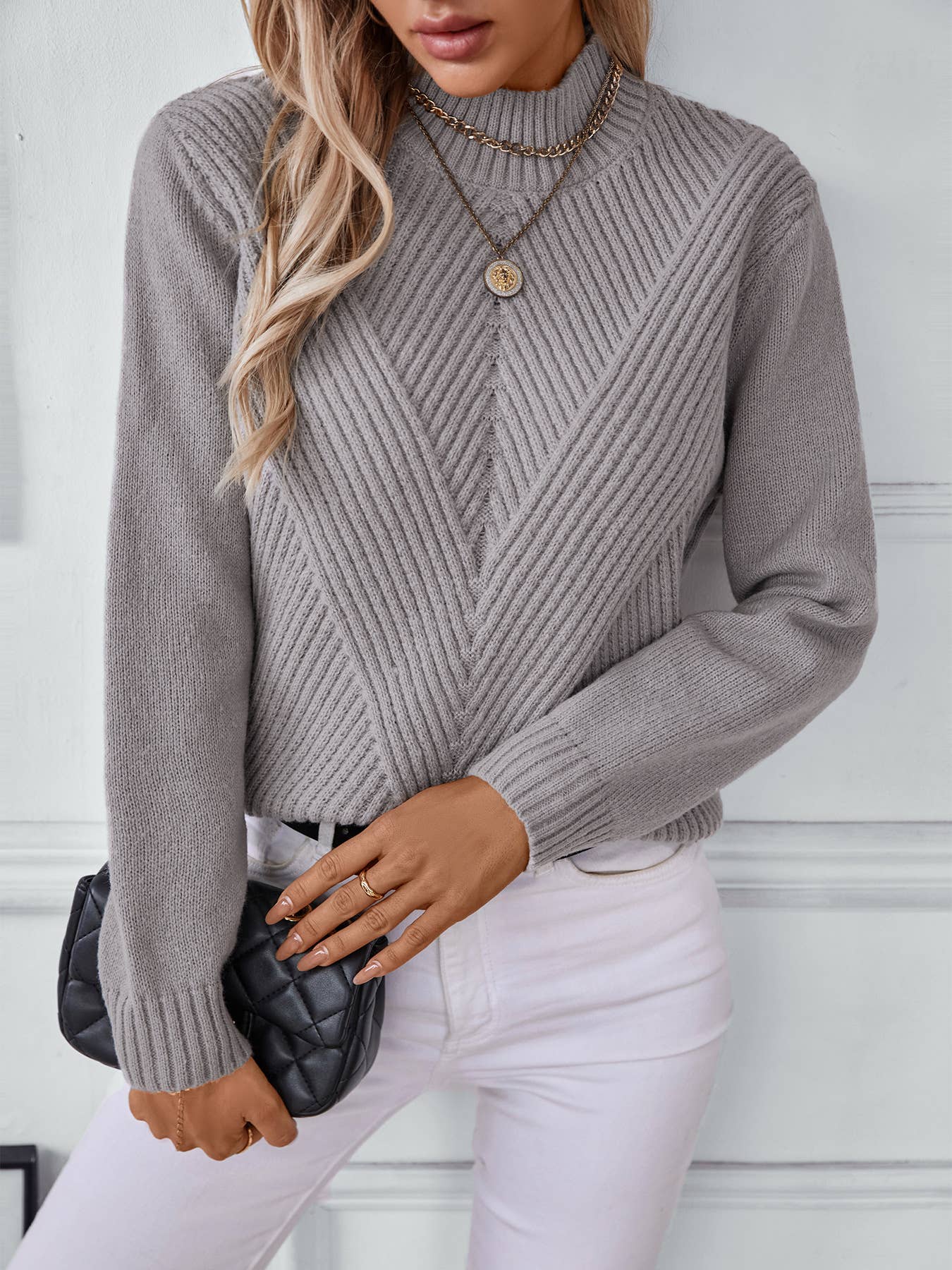 Gray Turtleneck Sweater