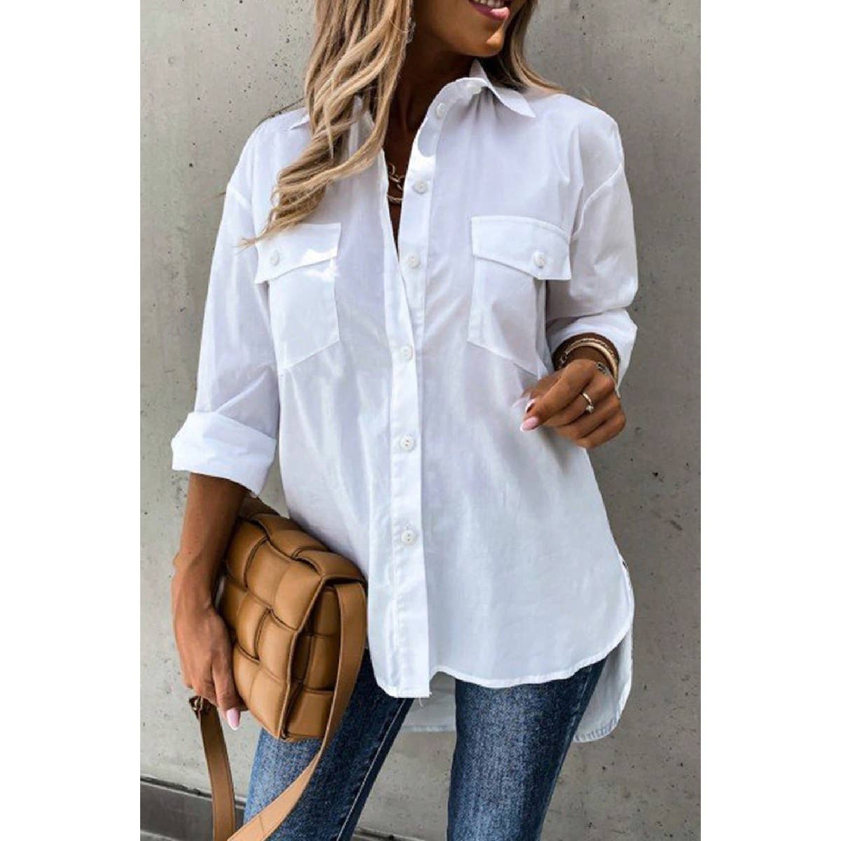 Solid Button Up Long Sleeve
