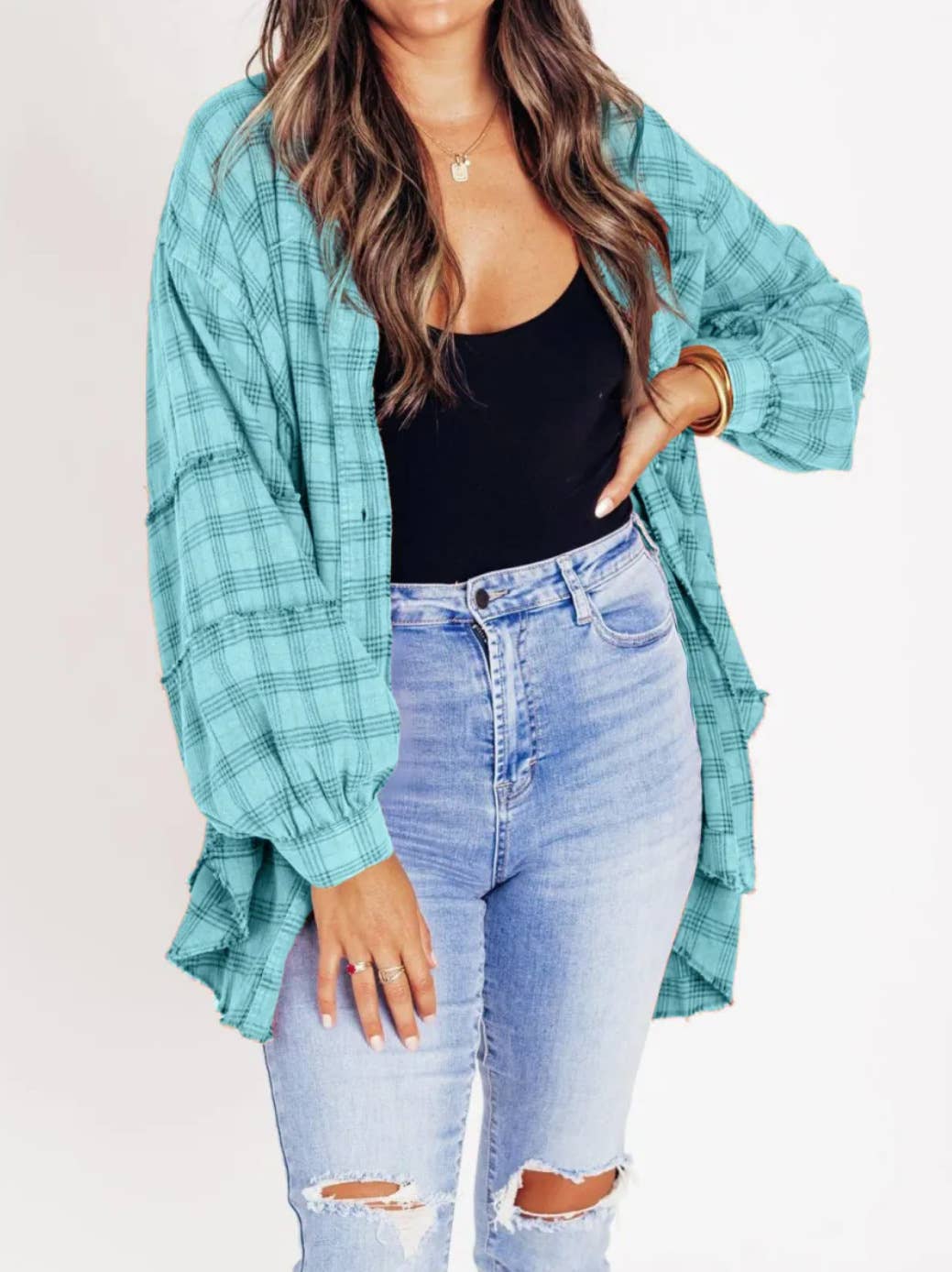 Oversized Long Plaid Shacket