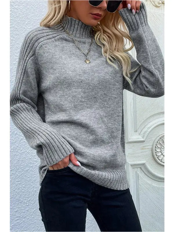 Turtle Neck Long Sleeve Casual Sweater
