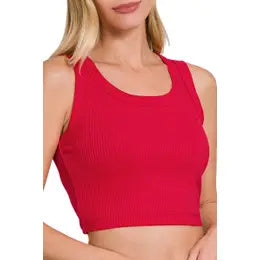 Ribbed Scoop Neck crop Tank