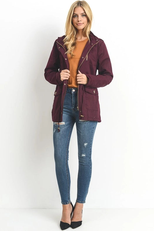 Utility Parka Jacket with Faux Fur Padded Hood