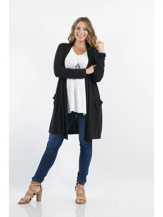 Slouchy Pocket Open Cardigan: Plus Size