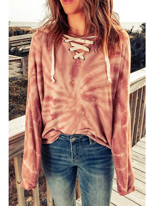 Tie Dye Lace Up Hoodie