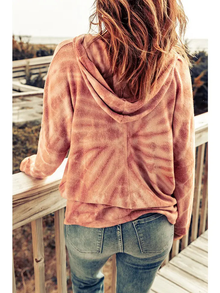 Tie Dye Lace Up Hoodie