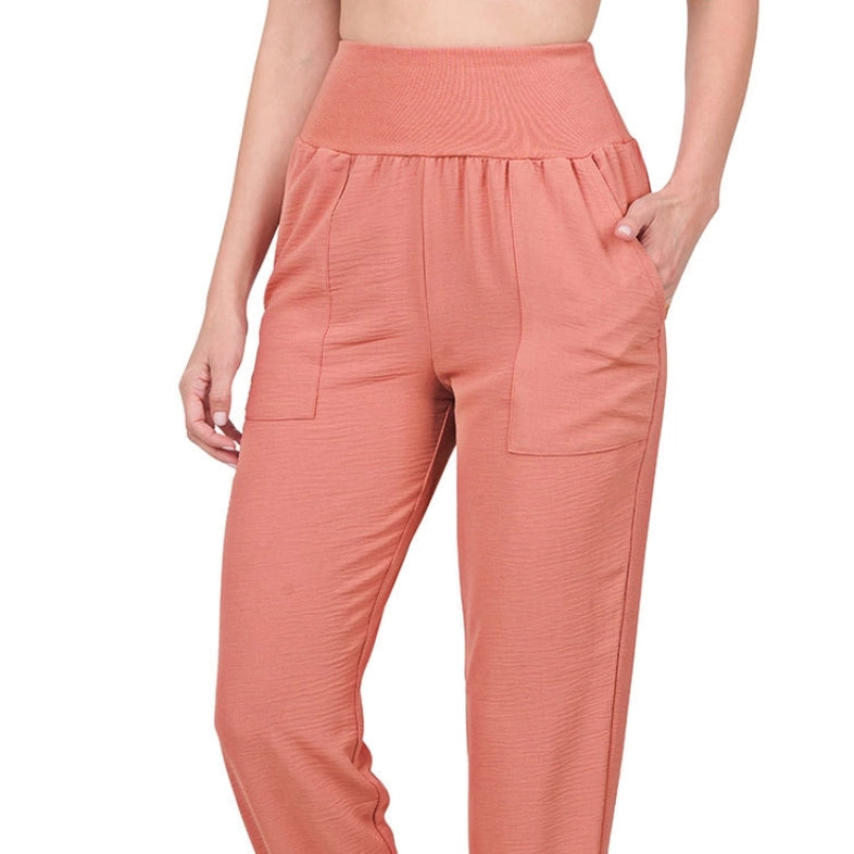 Woven Airflow Wide Waistband Jogger Pants