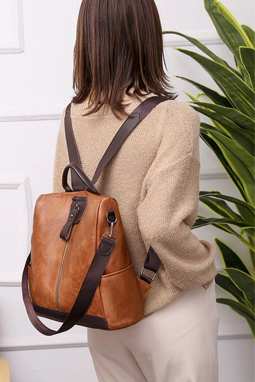 Plain Zipper Backpack