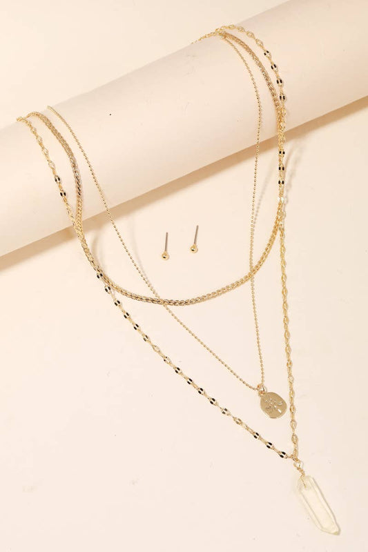 Crystal Pendant Layered Necklace