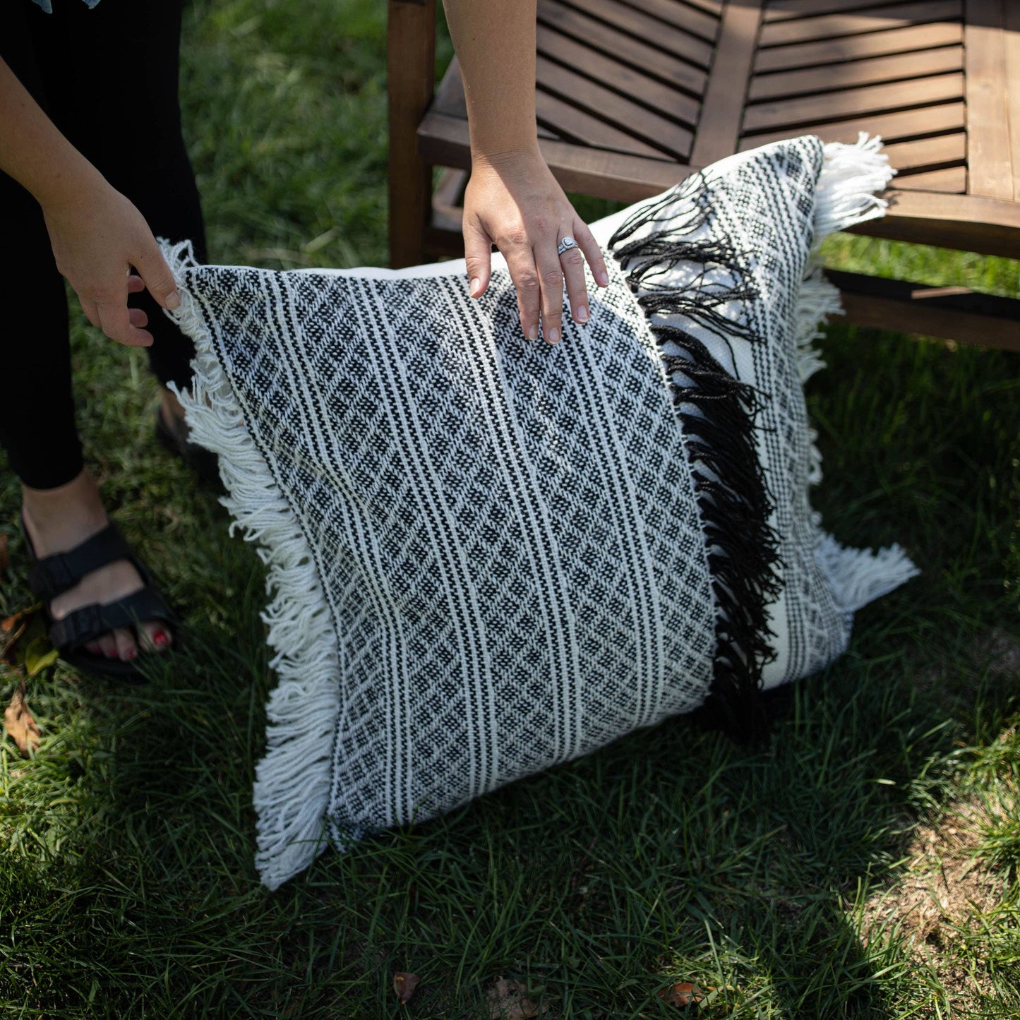 Pillow: 24x24 Black & White, Indoor & Outdoor