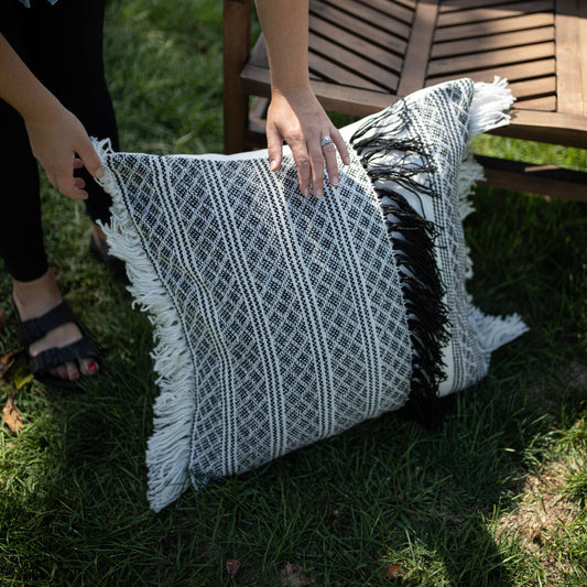 Pillow: 24x24 Black & White, Indoor & Outdoor