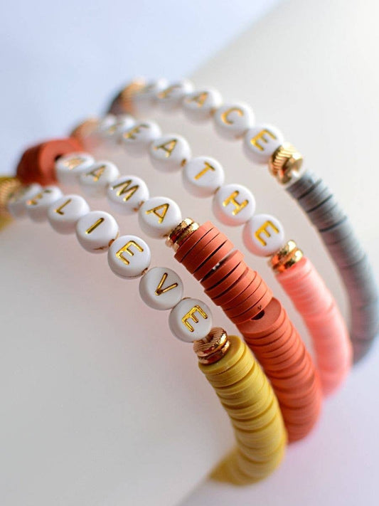 Inspirational stretch WORD BEAD bracelets