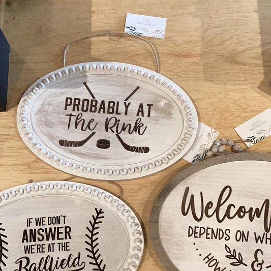 Oval Door Sign: Ballfield